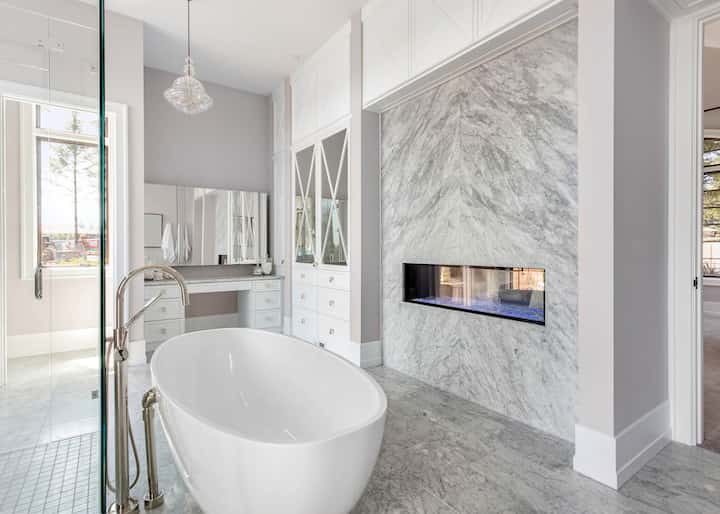 Bathroom tile is used in various ways to add aesthetic value to a Grand Junction, CO bathroom.